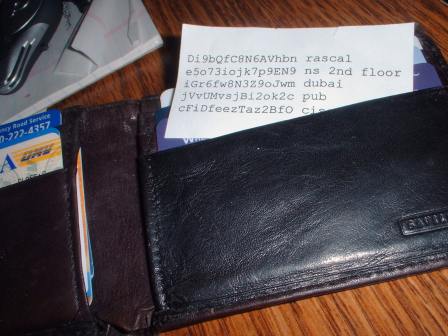 Wallet with password cheatsheet